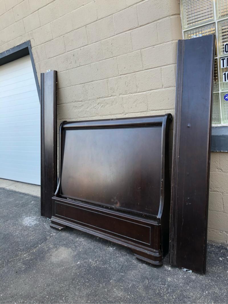 Solid wood queen sleigh bed. Use as it is or refinish! for sale in