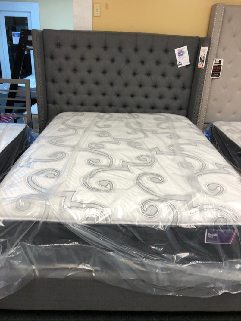 Fabric queen bed frame. Clearance. Last item. for sale in Addison, TX