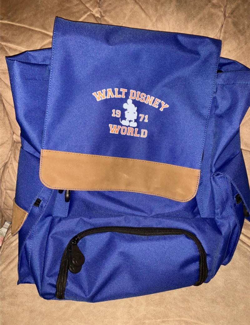 Official Walt Disney World Backpack Mickey Mouse 1971 Blue Drawstring