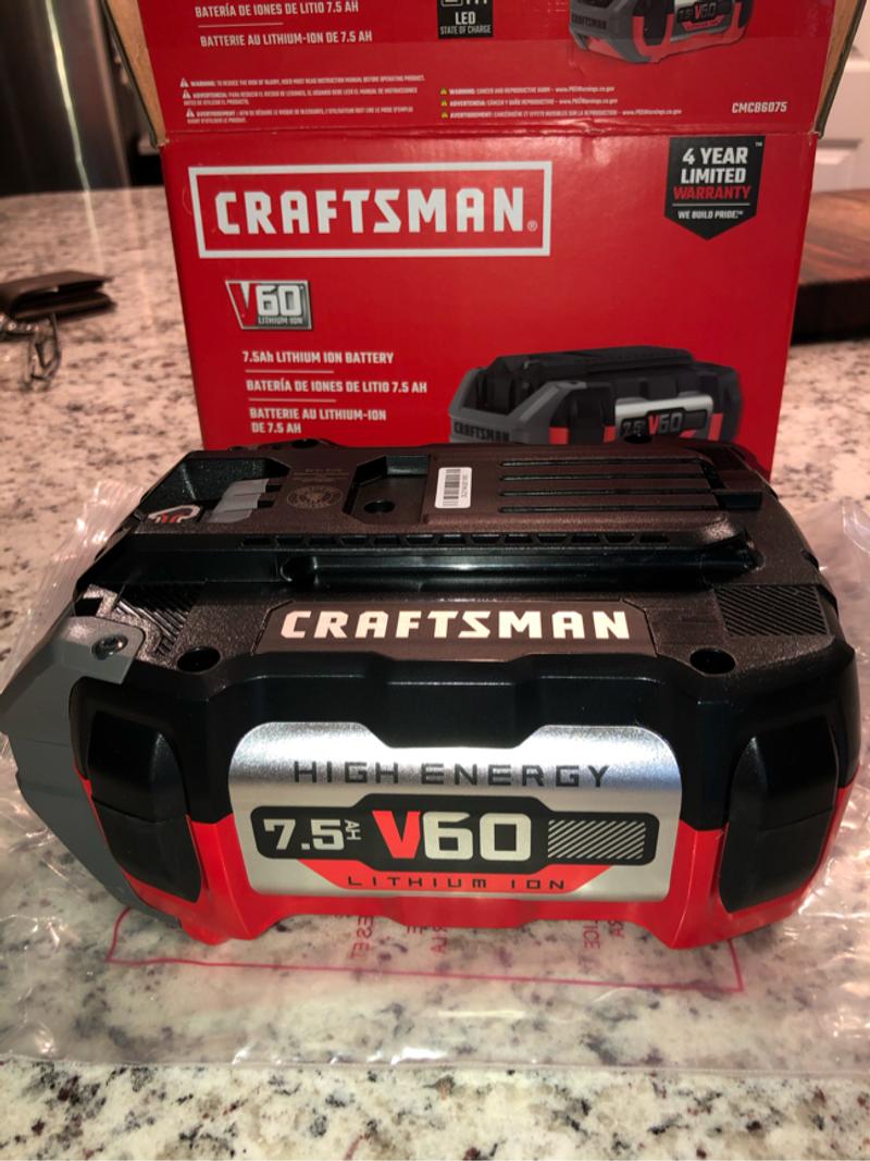 BRAND NEW Craftsman V60, 7.5ah Lithium Ion Battery (CMCB6075) for sale