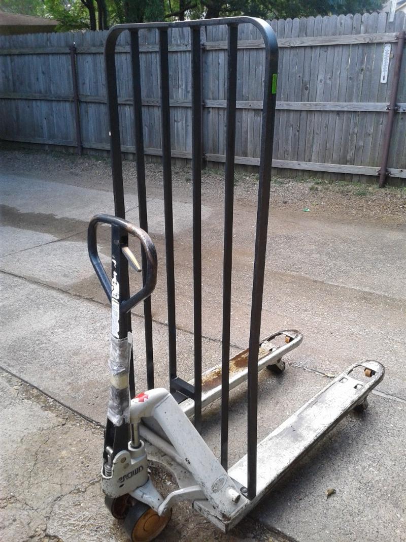 Crown Pallet Jack w/ Load Backrest 180 (Oak Cliff) for sale in