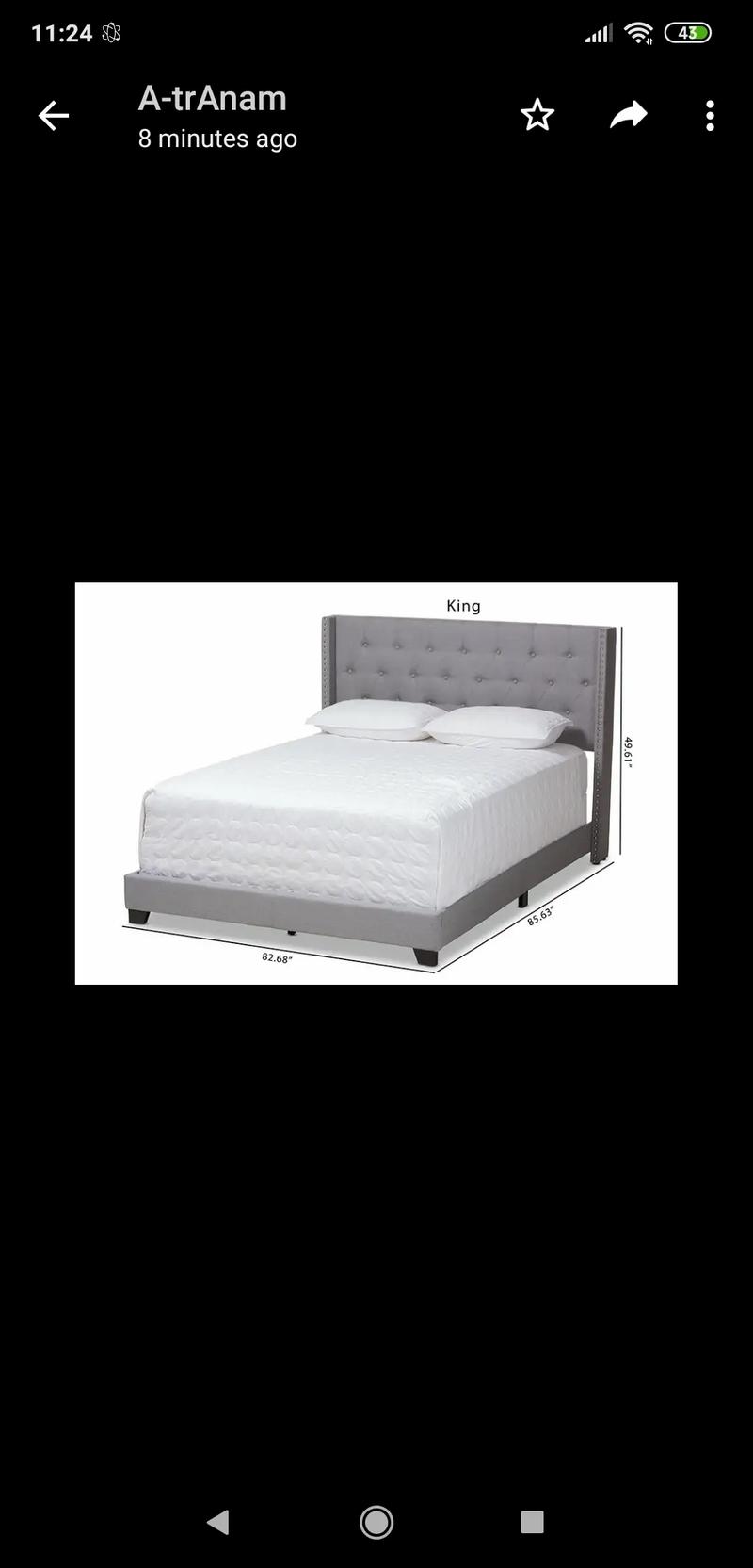 Baxton Studio Brady Modern Upholstered King Size Bed for sale in