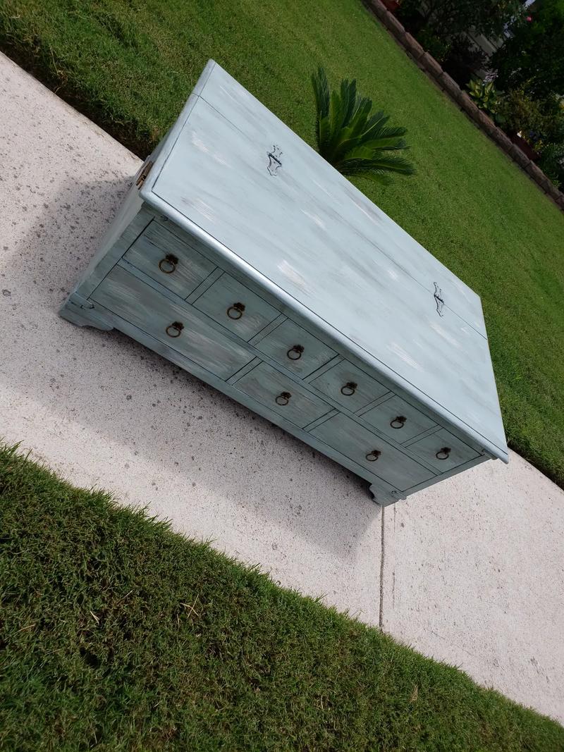 Cottage Farmhouse style coffee table storage trunk for sale in