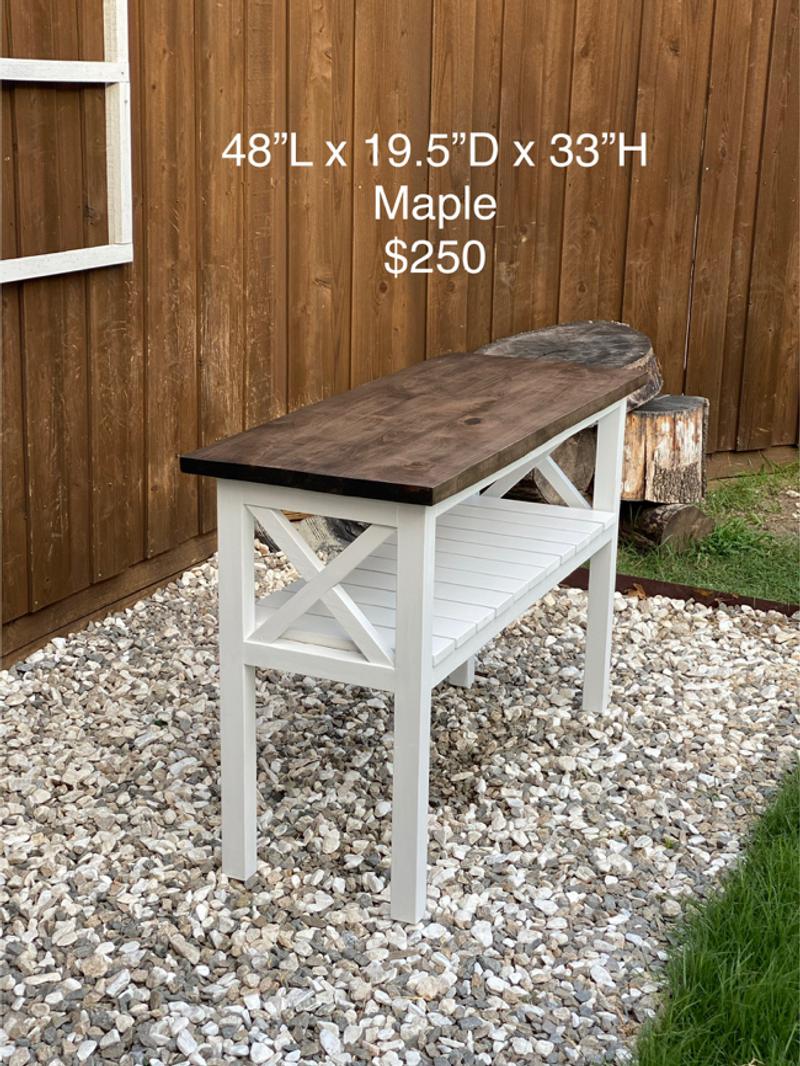 Solid hardwood Maple wood console sofa table entryway tv stand modern