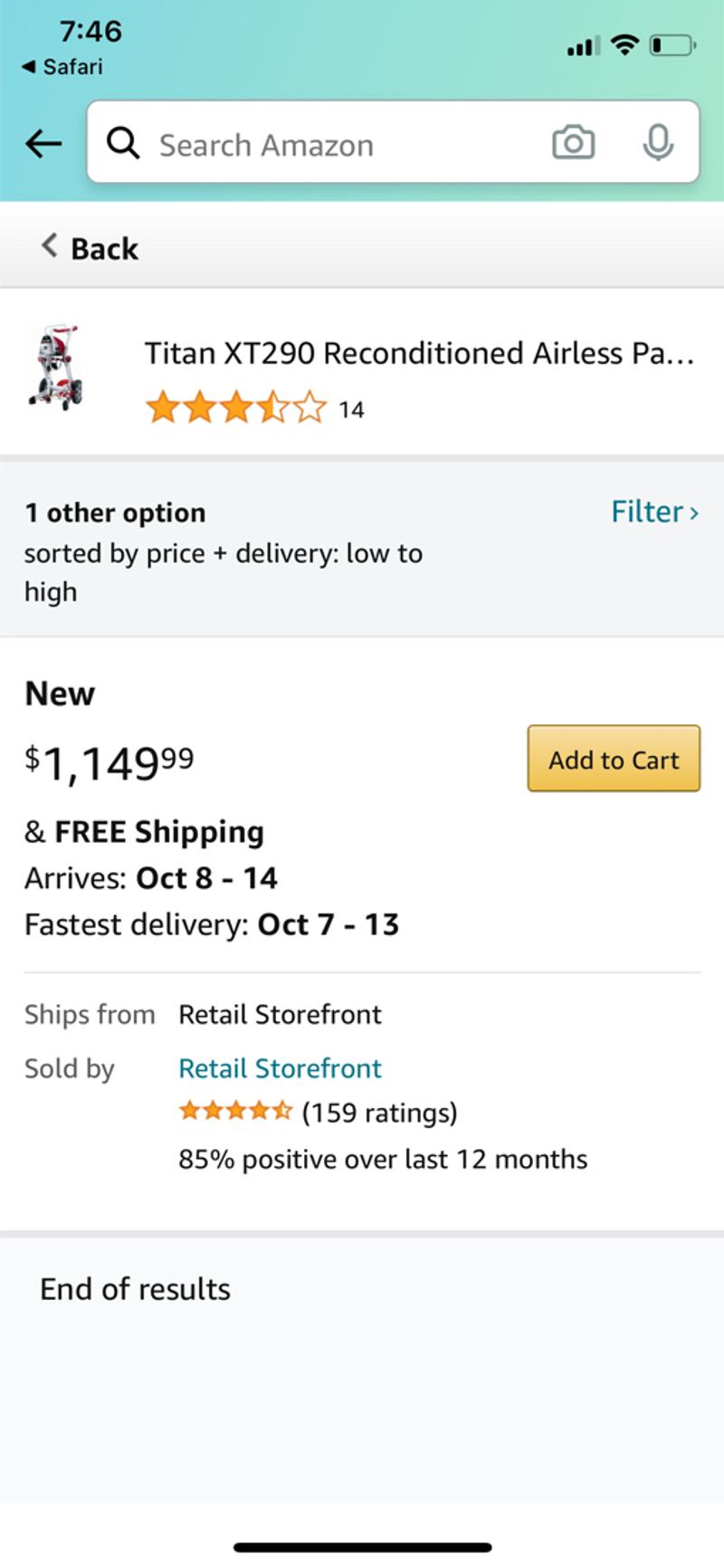 Titan XT290 Reconditioned Airless Paint Sprayer, 3000 psi Maximum