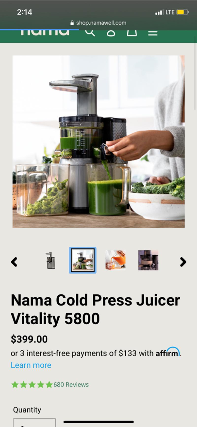 Nama cold press juicer vitality 5800 for sale in Montclair, CA 5miles