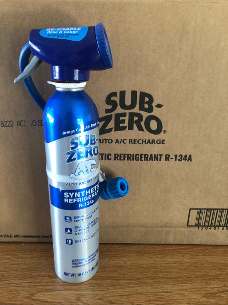 12 Cans SubZero auto AC recharge synthetic refrigerant R134A. Brand