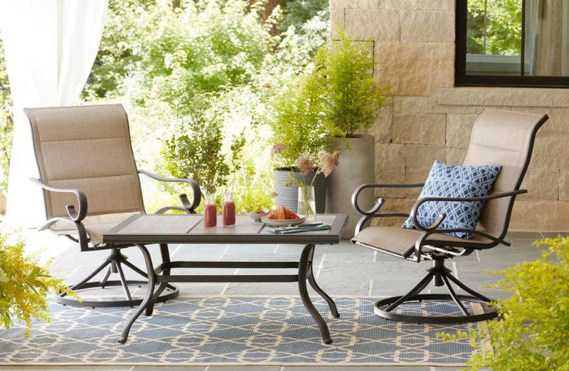 3 pieces Crestridge Steel Outdoor Patio Coffee Table with Tile Top and