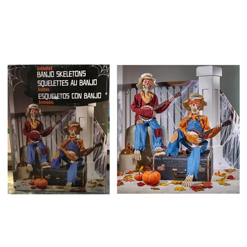 Halloween Decor Co. Dueling Banjo Skeletons Animated LED and Sound, Set