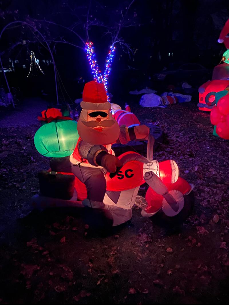 6ft long gemmy airblown inflatable Santa on motorcycle Christmas blow