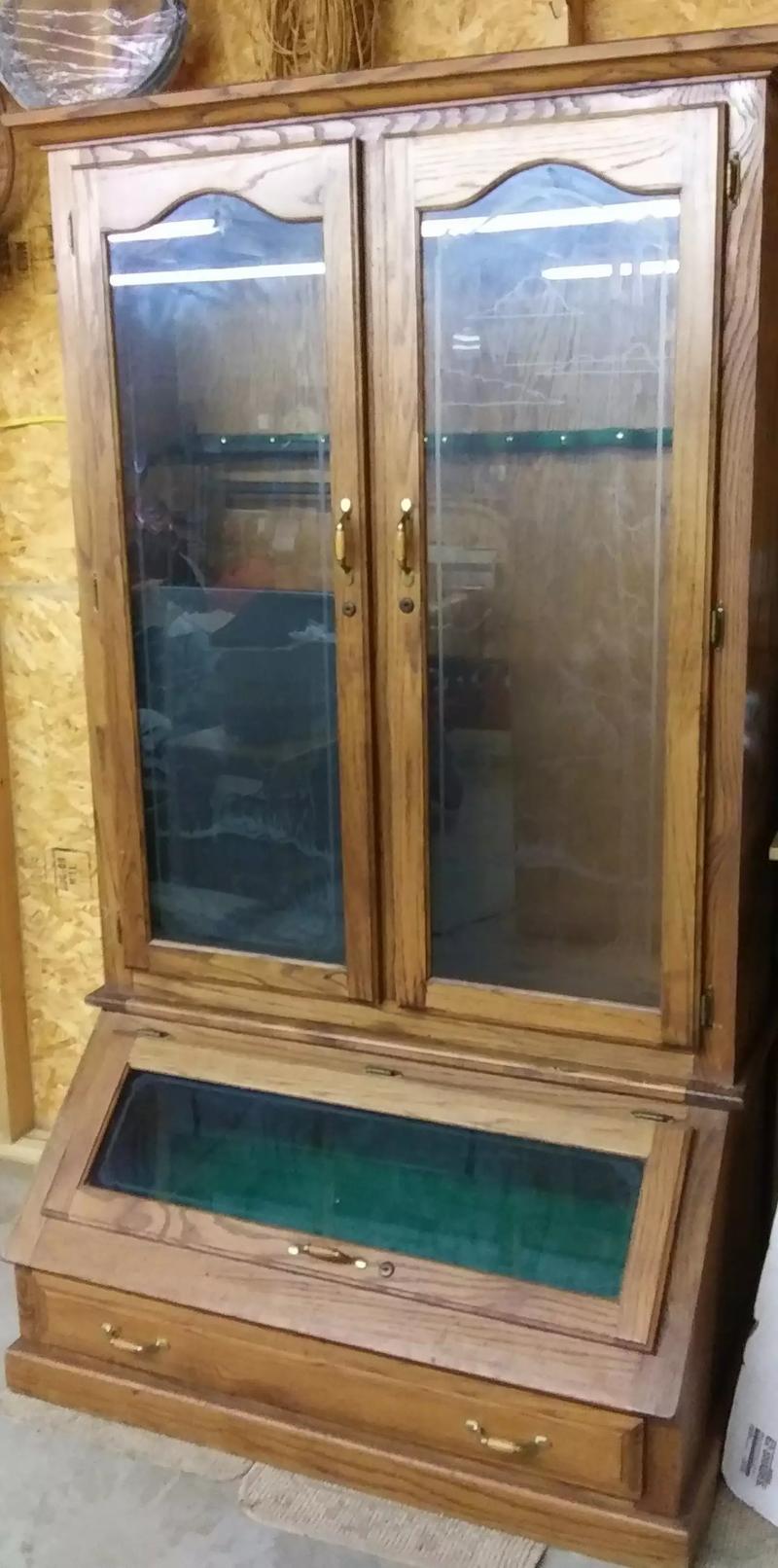Oak Gun Cabinet With Etched Glass For Sale In Winchester Tn 5miles Buy And Sell