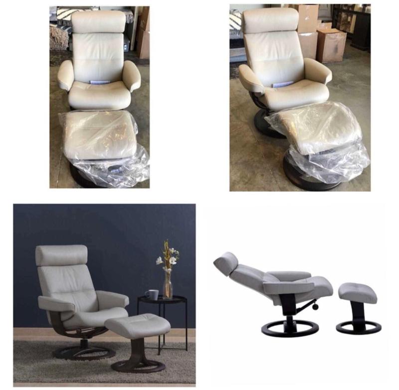 Oslo Nordic Home Leather Recliner & Ottoman for sale in Stafford, TX