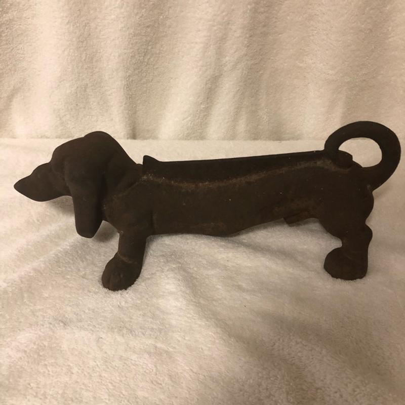 Vintage Weiner Dog Cast Iron Boot Scraper Dachshund Dog Statue for sale