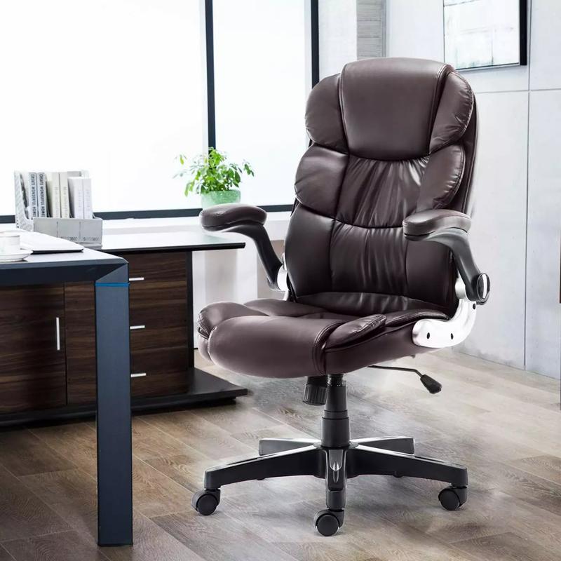 KERMS High black Office Chair PU Leather Executive Desk Chair With