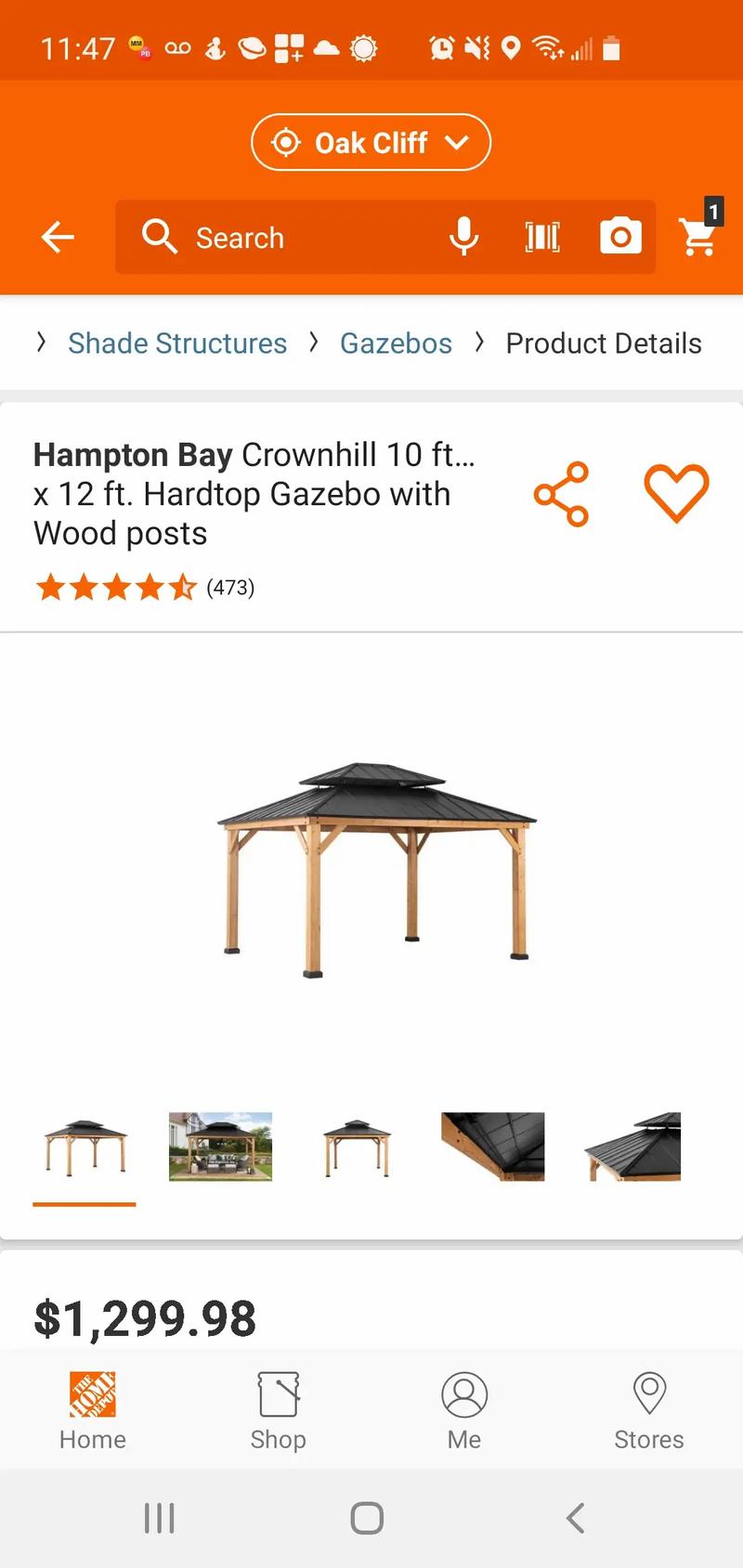 Hampton Bay Crownhill 10 ft. x 12 ft. Hardtop Gazebo with Wood posts