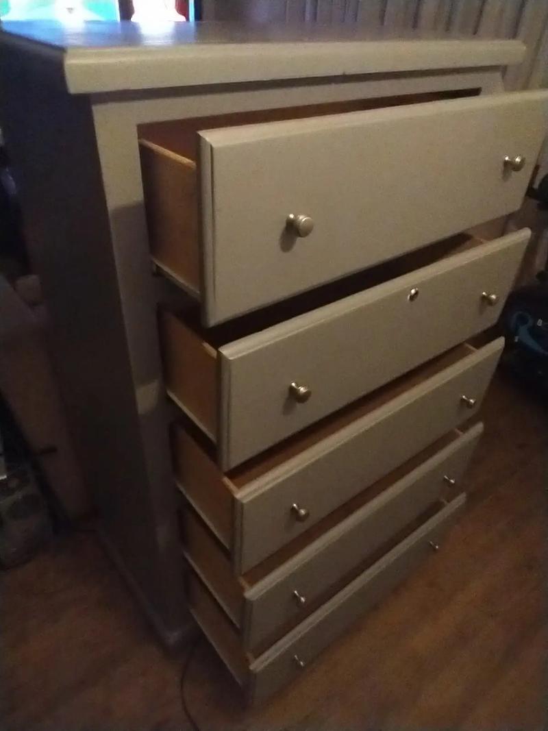 Tall Dresser All Wood With Lock And Key And Drawer Stops.. 53tall. 33.5