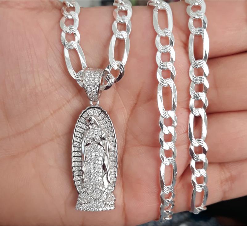 925 sterling Silver Virgin Mary Pendant 