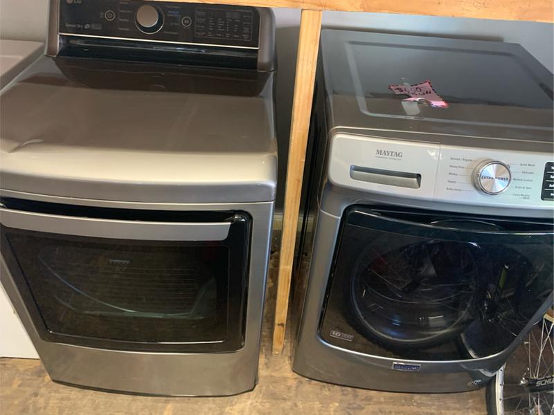 Set the Maytag washer and lg dryer stainless steel open box for sale in