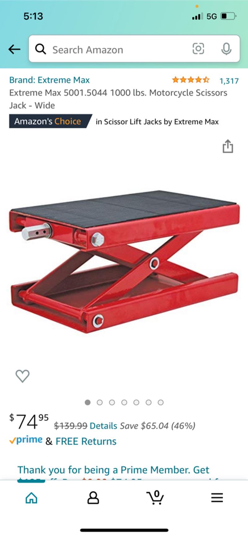 Photo Motorcycle scissors jack 1100 lb