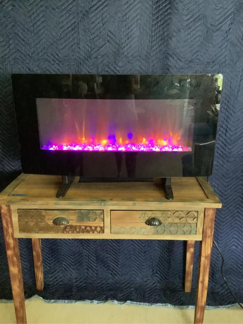 Remote controlled Febo flame electric fireplace LED backlit lights