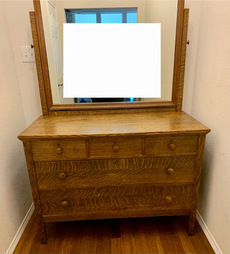 Rare Antique Tiger wood dresser made by the Connersville Furniture