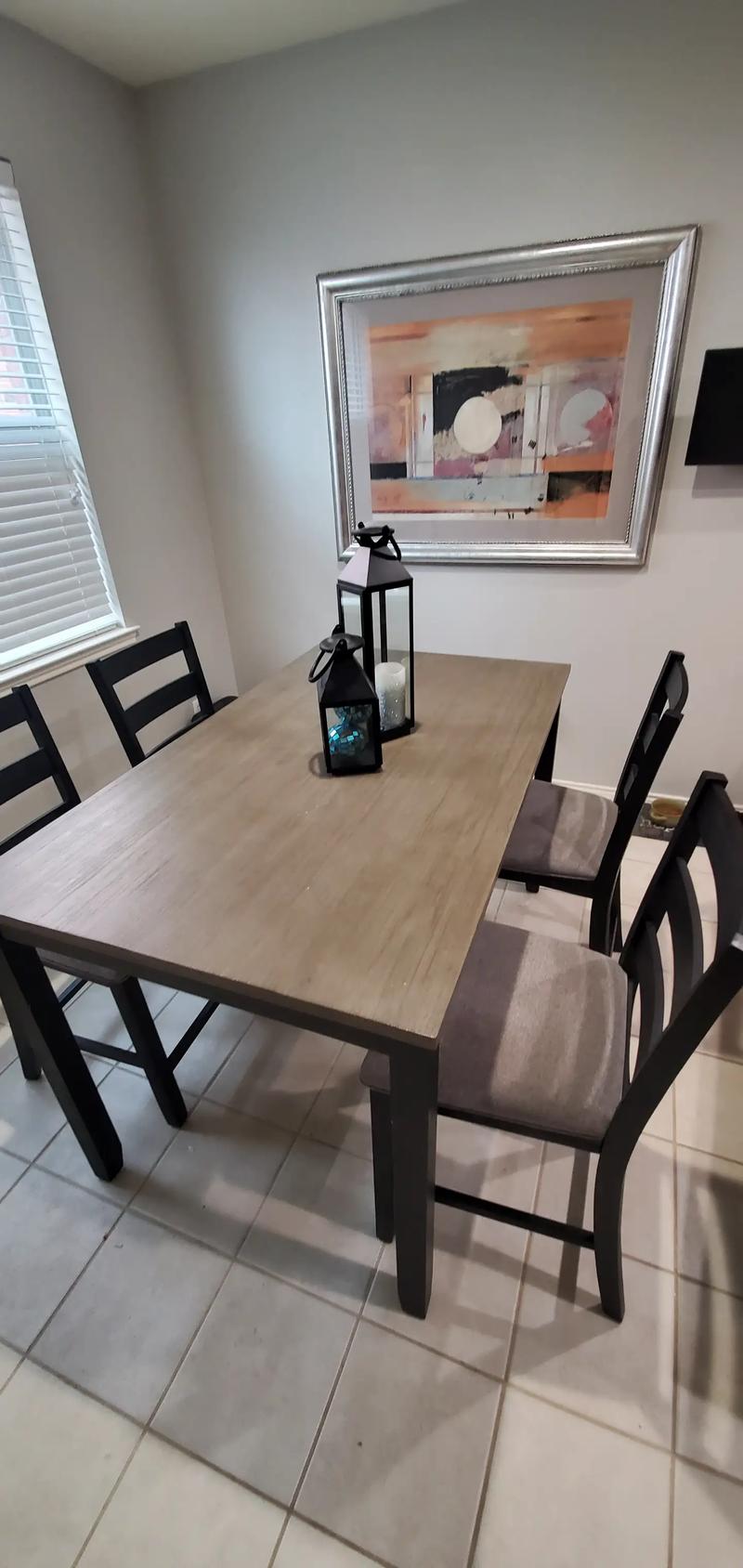 Counter Height 3x5 foot dining table with 4 chairs by Ashley Signature for sale in Roanoke, TX