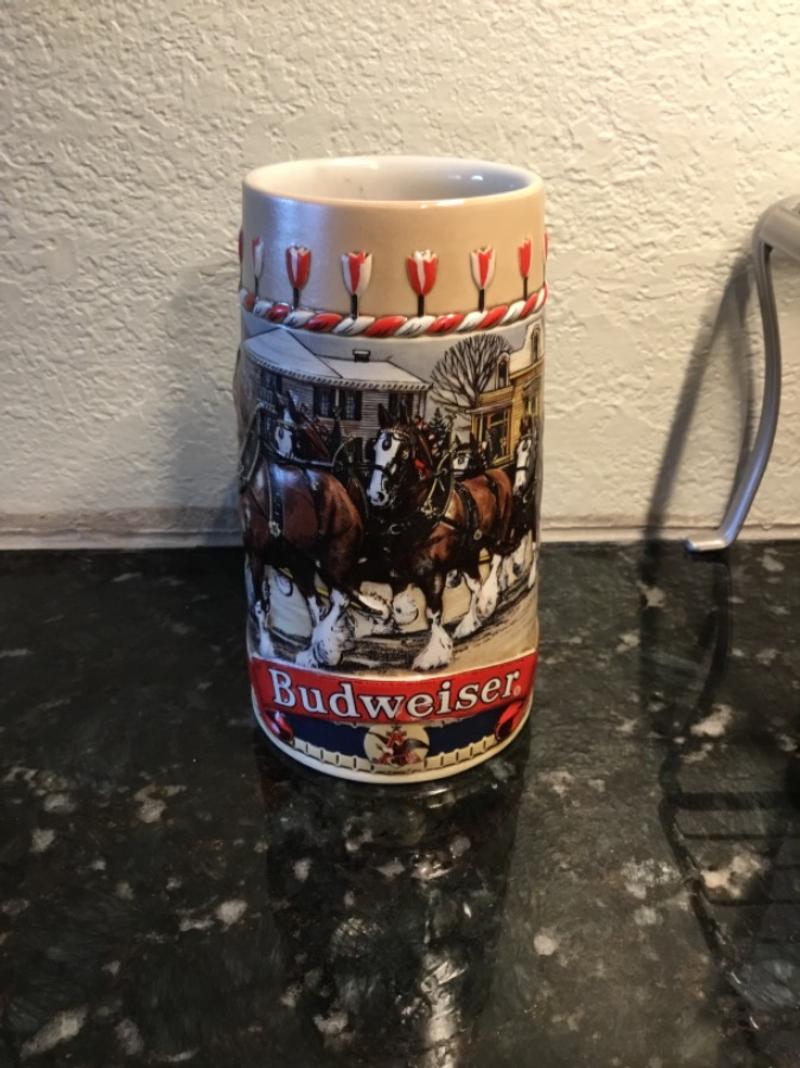 Vintage Budweiser Collectors 1986 “B” Series Ceramate Beer Stein for