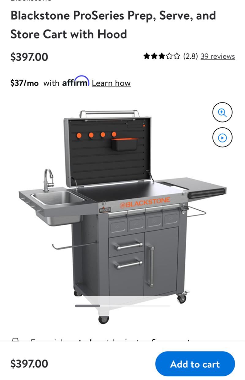 Blackstone ProSeries Prep, Serve, and Store Cart with Hood for sale in