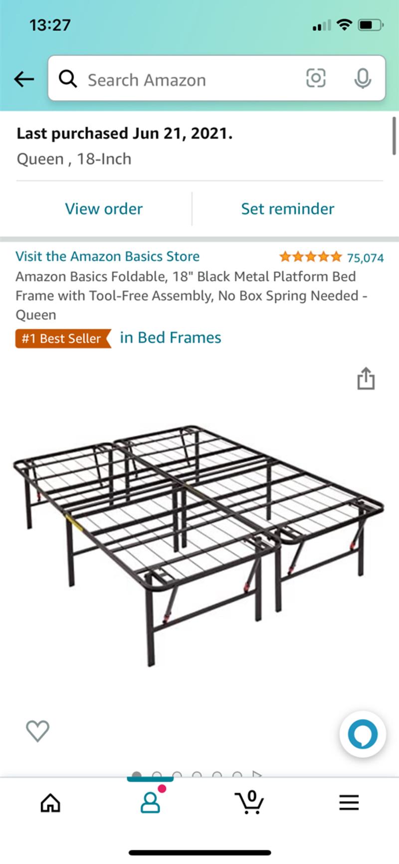 Amazonbasics 18 inch black metal platform queen size bed frame for sale