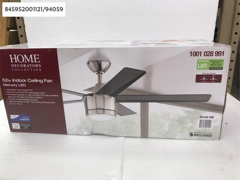 Merwry 52 in. Integrated LED Indoor Brushed Nickel Ceiling Fan with