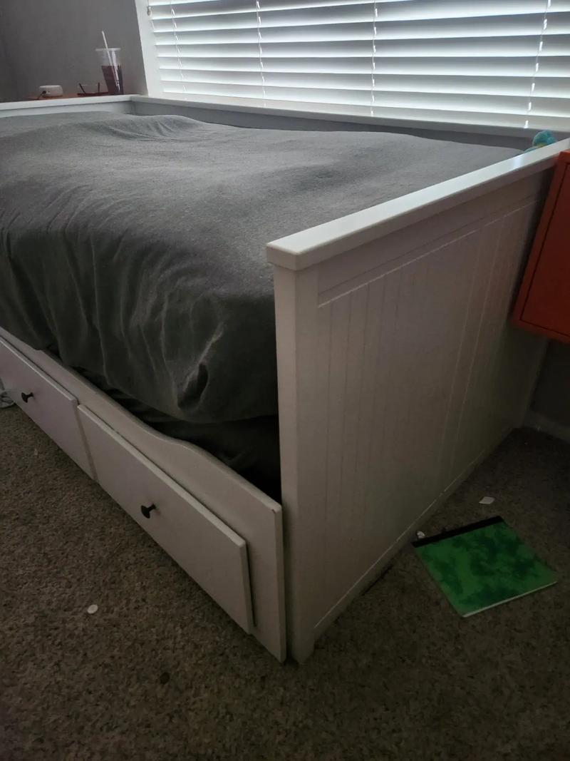 White Twin Ikea bed with storage drawers for sale in Arlington, TX