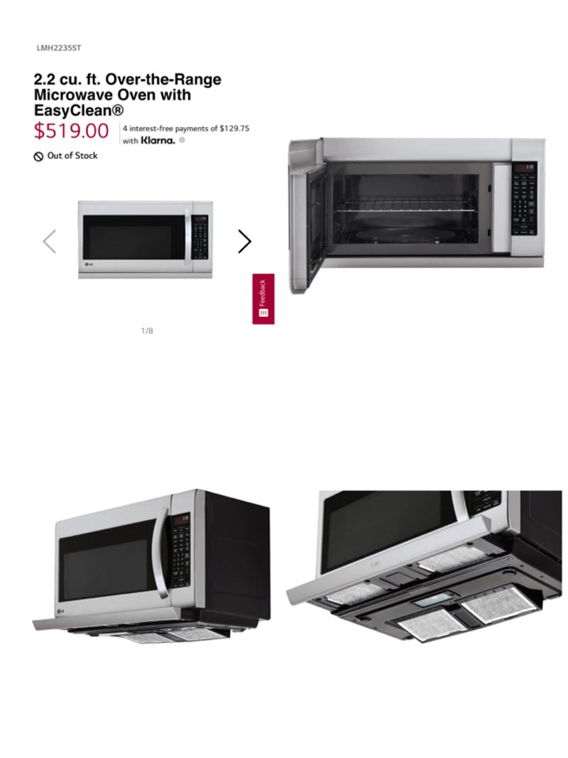 LG 2.2 cu. ft. OvertheRange Microwave Oven with EasyClean for sale in Industry, CA 5miles