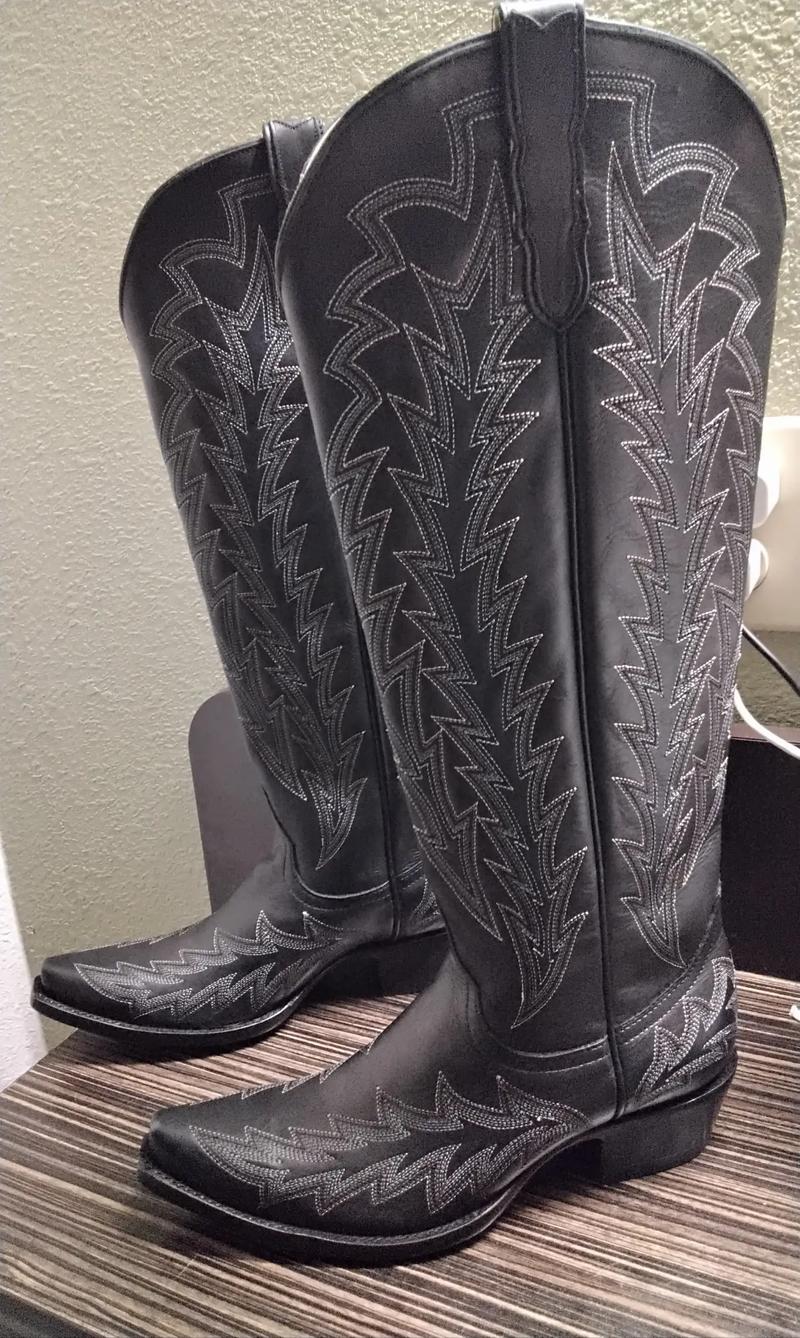 JRC & SONS Women's Nancy Leather Snip Toe Tall Black Cowboy Boot!! SIZE