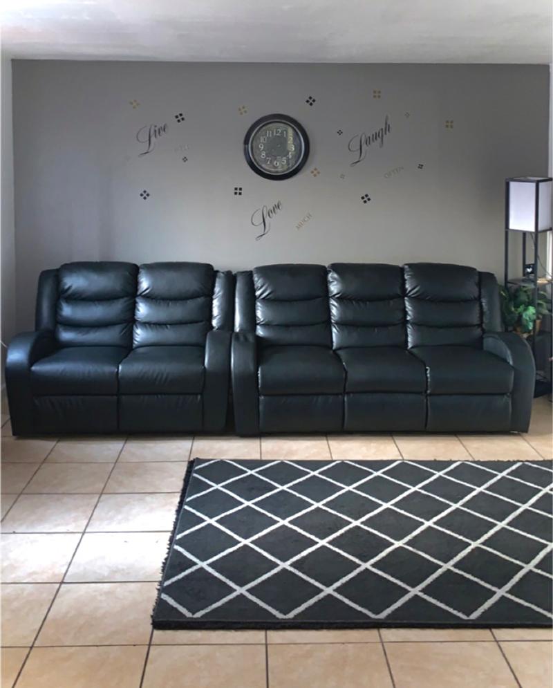 Modern Style GTU Furniture Black Leather Reclining Sofa Set for sale in