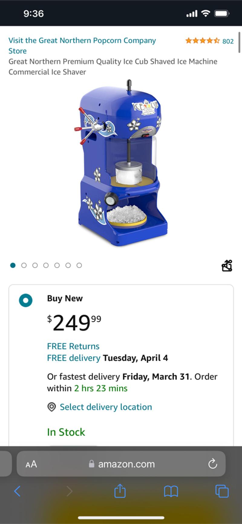 Great Northern Premium Quality Ice Cub Shaved Ice Machine Commercial