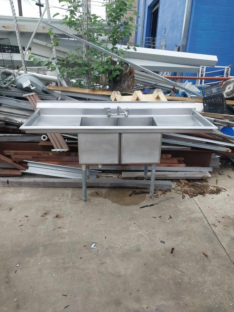 2 Compartment Commercial Sink Double Drain Board for sale in Houston