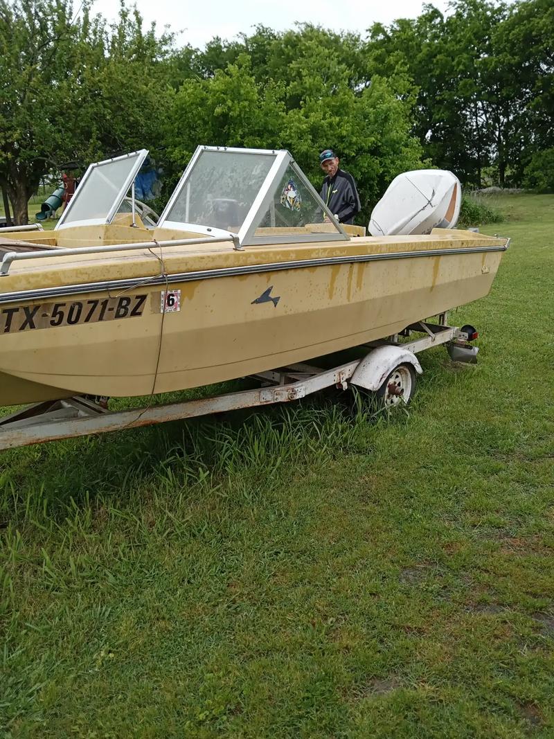 1970 del magic boat with trailer an motor 65 eventide motor needs tlc