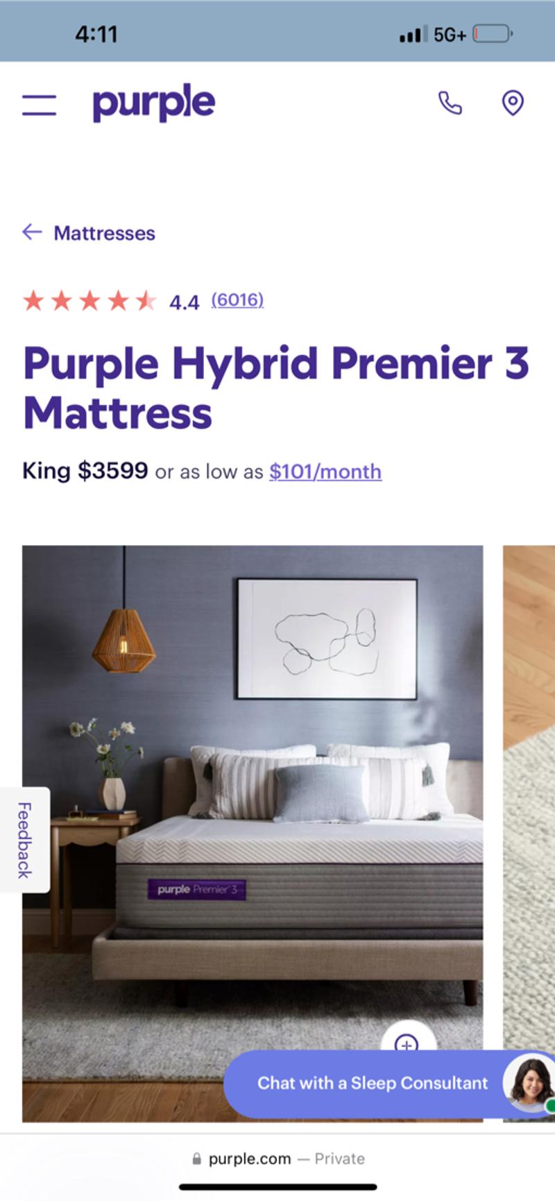 Kings size purple series 3 hybrid mattress for sale in New Orleans, LA