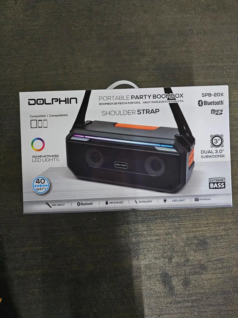 Dolphin SPB20X Portable Boombox Bluetooth Speaker with Shoulder Strap