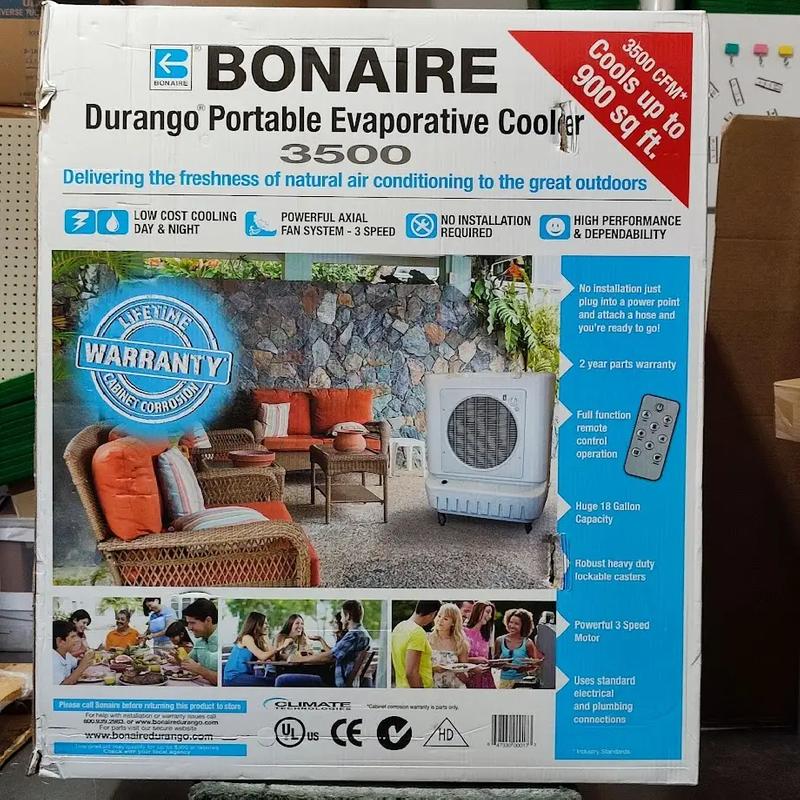 Bonaire 3500 cfm 900 sqft swamp cooler evaporative with wheels portable for sale in Las Vegas