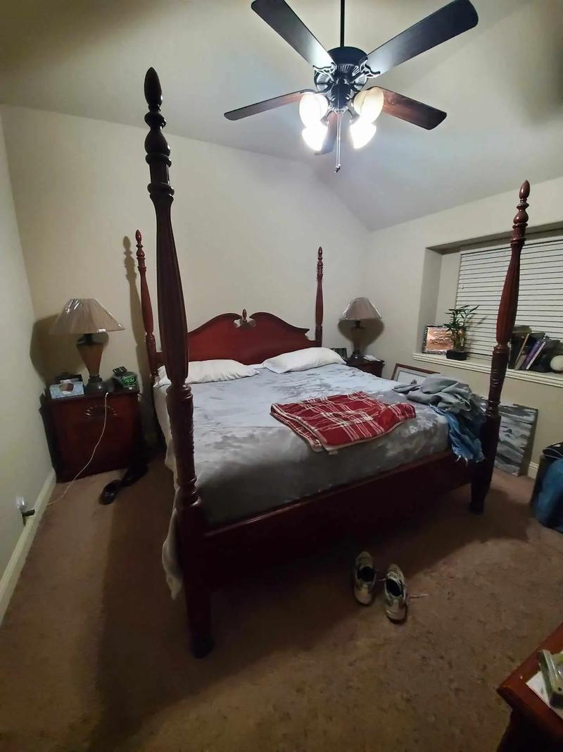 California king bed with mattresses redwood includes nightstand. Is