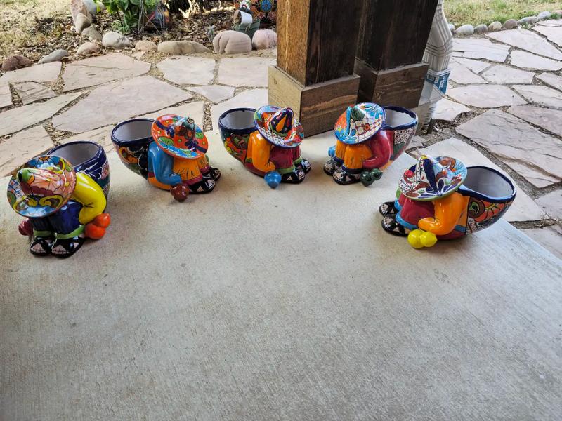 Talavera Siesta Man Clay Pots, Planters. Plants.Pottery 35 Cada Una