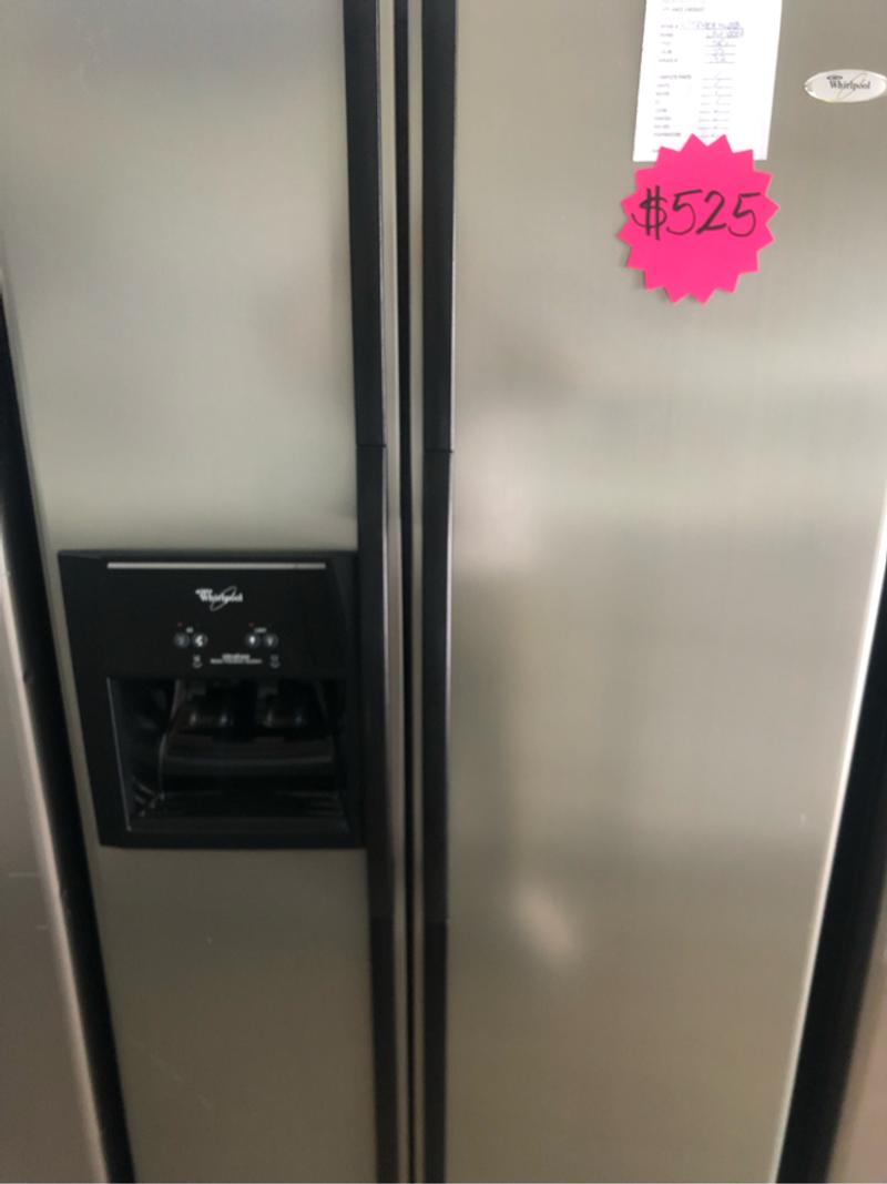 WHIRLPOOL STAINLESS STEEL SIDE BY SIDE REFRIGERATOR for sale in Garland