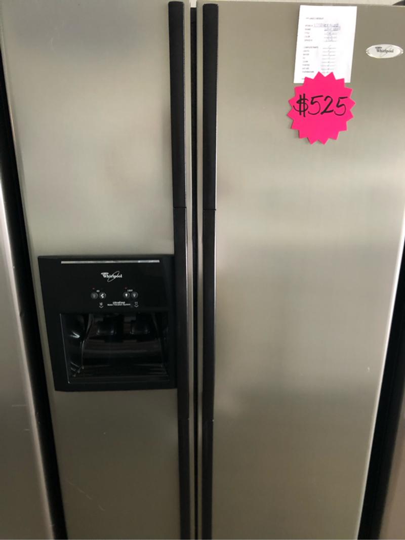 WHIRLPOOL STAINLESS STEEL SIDE BY SIDE REFRIGERATOR for sale in Garland