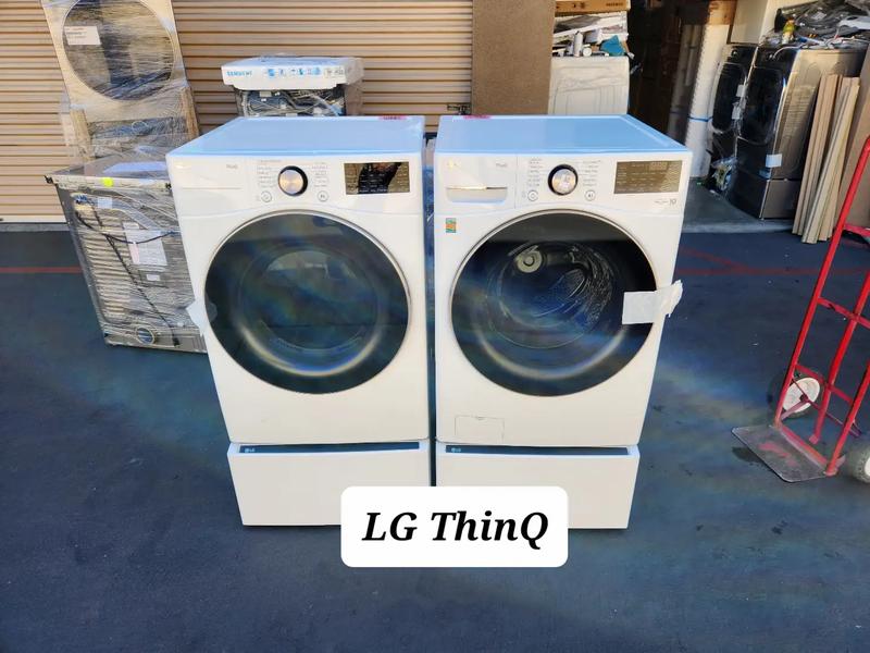 LG ThinQ Front Load Washer Gas Dryer W Pedestal for sale in Tustin, CA