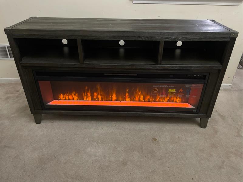 Todoe 65" TV Stand with Electric Fireplace by Ashley Furniture Gray