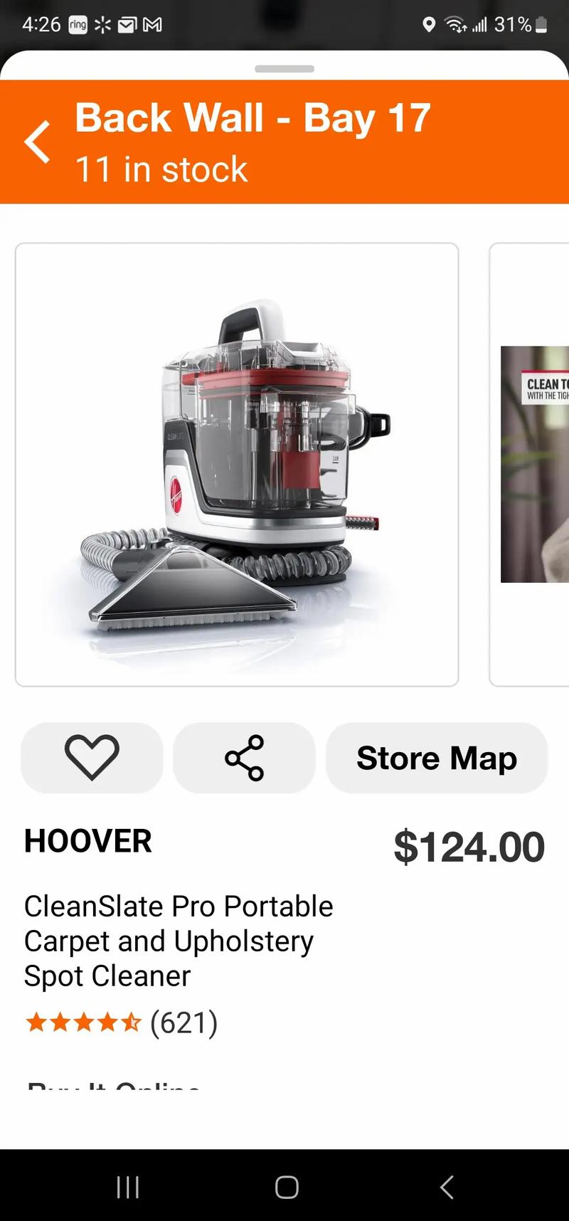 Hoover Clean Slate Portable Carpet & Upholstery Spot Cleaner New (Price