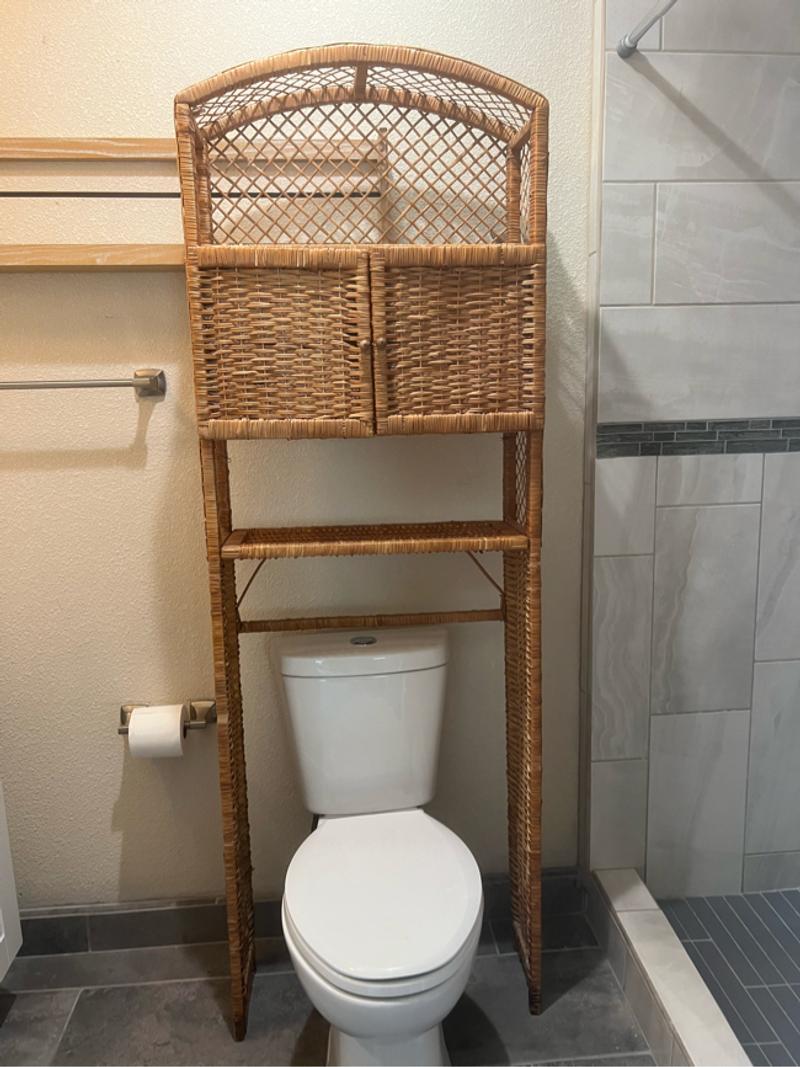Vintage Over the Toilet Wicker Storage Rattan for sale in